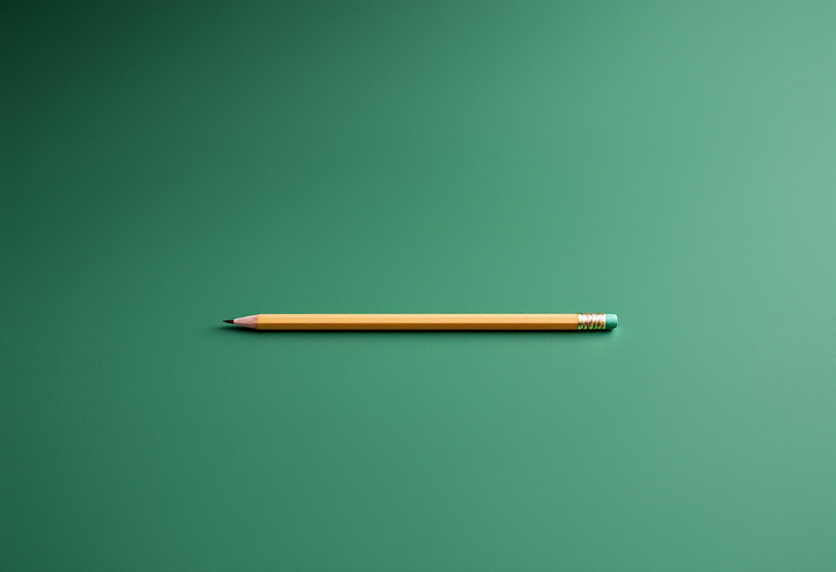 Fotografía editorial de un lápiz de madera sobre fondo verde esmeralda