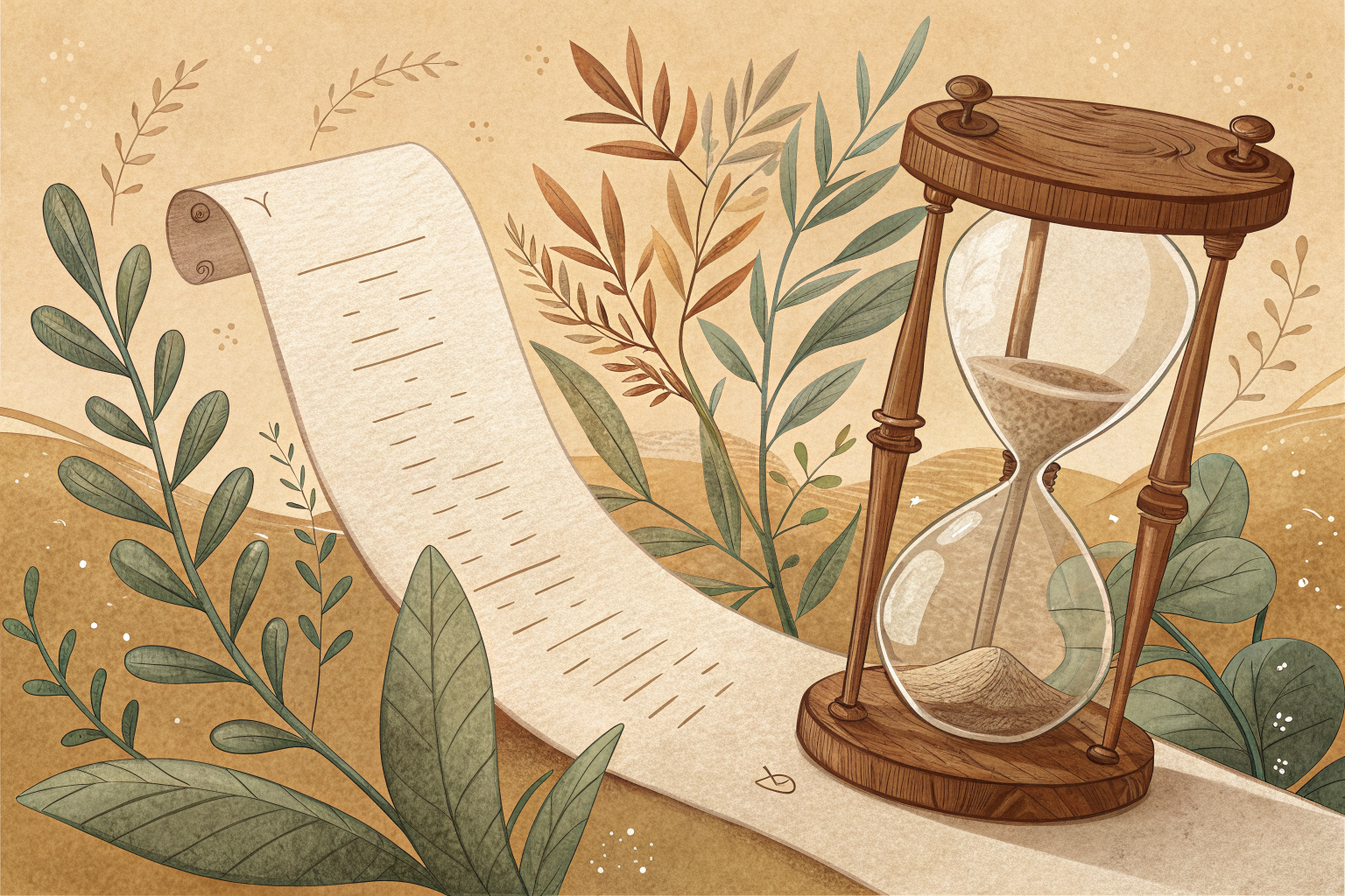Ilustración de un reloj de arena junto a un ticket de compra, aludiendo al plazo para facturar