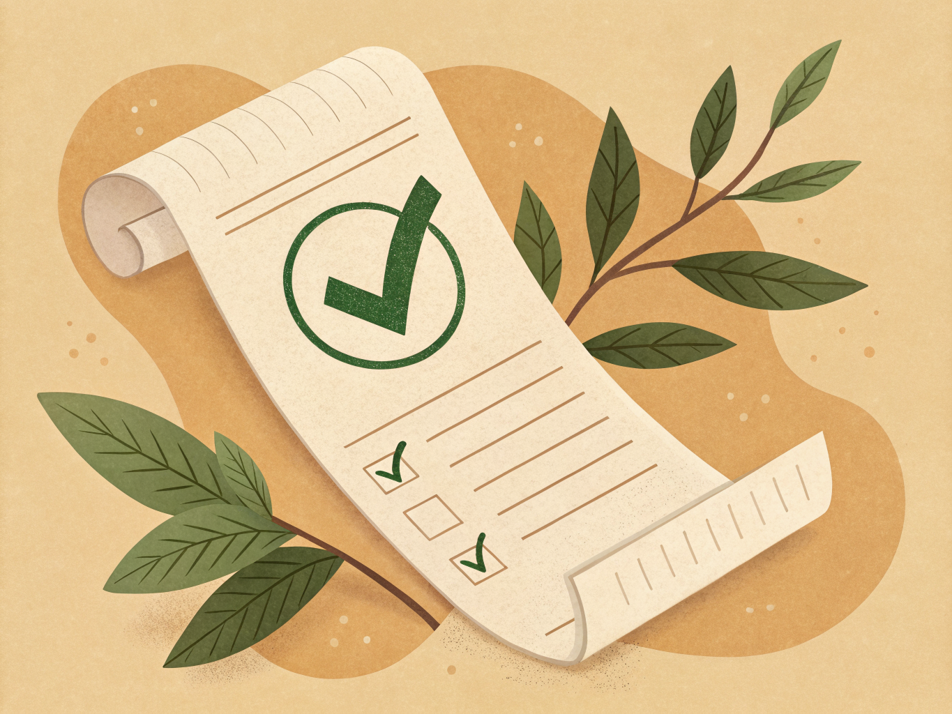 Ilustración de un ticket con una palomita verde, indicando factura lista